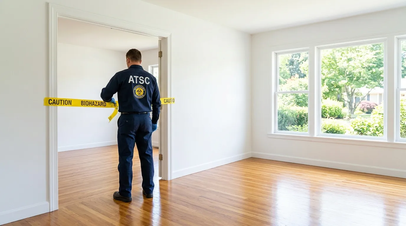 Certified biohazard cleanup crew performing Trauma Scene Cleanup in Redwood Shores